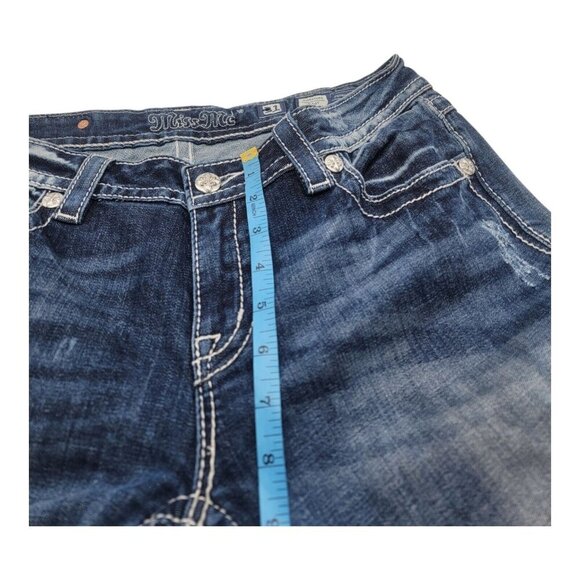 Miss Me Jeans Women 31 Signature Boot Western Blue Denim Y2K  Flap Pocket Boho - Picture 6 of 10